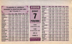 7 Şubat 2008 Takvim Yaprağı - Doğum Günü Hediyesi EFM(N)7501 - Gökçekoleksiyon