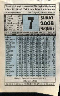 7 Şubat 2008 Takvim Yaprağı - Doğum Günü Hediyesi EFM(N)7531 - 1