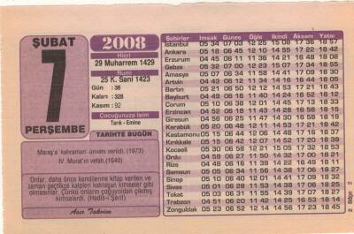 7 Şubat 2008 Takvim Yaprağı EFM(N)5583 - 2