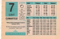 7 Şubat 2009 Takvim Yaprağı EFM(N)5612 - 3