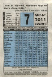 7 Şubat 2011 Takvim Yaprağı - Doğum Günü Hediyesi EFM(N)7560 - Gökçekoleksiyon