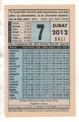 7 Şubat 2012 Takvim Yaprağı EFM(N)1848 - 3