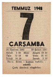 7 Temmuz 1948 Takvim Yaprağı EFM871 - 1
