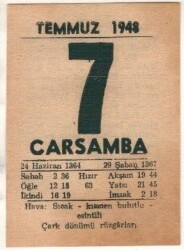 7 Temmuz 1948 Takvim Yaprağı EFM(N)1422 - 2