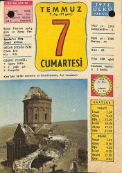 7 Temmuz 1973 Takvim Yaprağı - Doğum Günü Hediyesi EFM(N)11784 - Gökçekoleksiyon