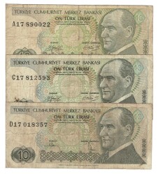 7.Emisyon 10 Türk Lirası A17-C17-D17 Haliyle TCK6849 - 1