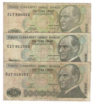 7.Emisyon 10 Türk Lirası A17-C17-D17 Haliyle TCK6849 - 1