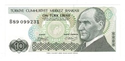 7.Emisyon 1.Tertip 10 Türk Lirası Seri B89 *Kısa Kaş* - ÇİL TCK10102 - 1
