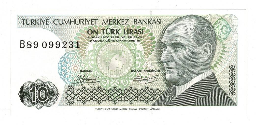 7.Emisyon 1.Tertip 10 Türk Lirası Seri B89 *Kısa Kaş* - ÇİL TCK10102 - 1