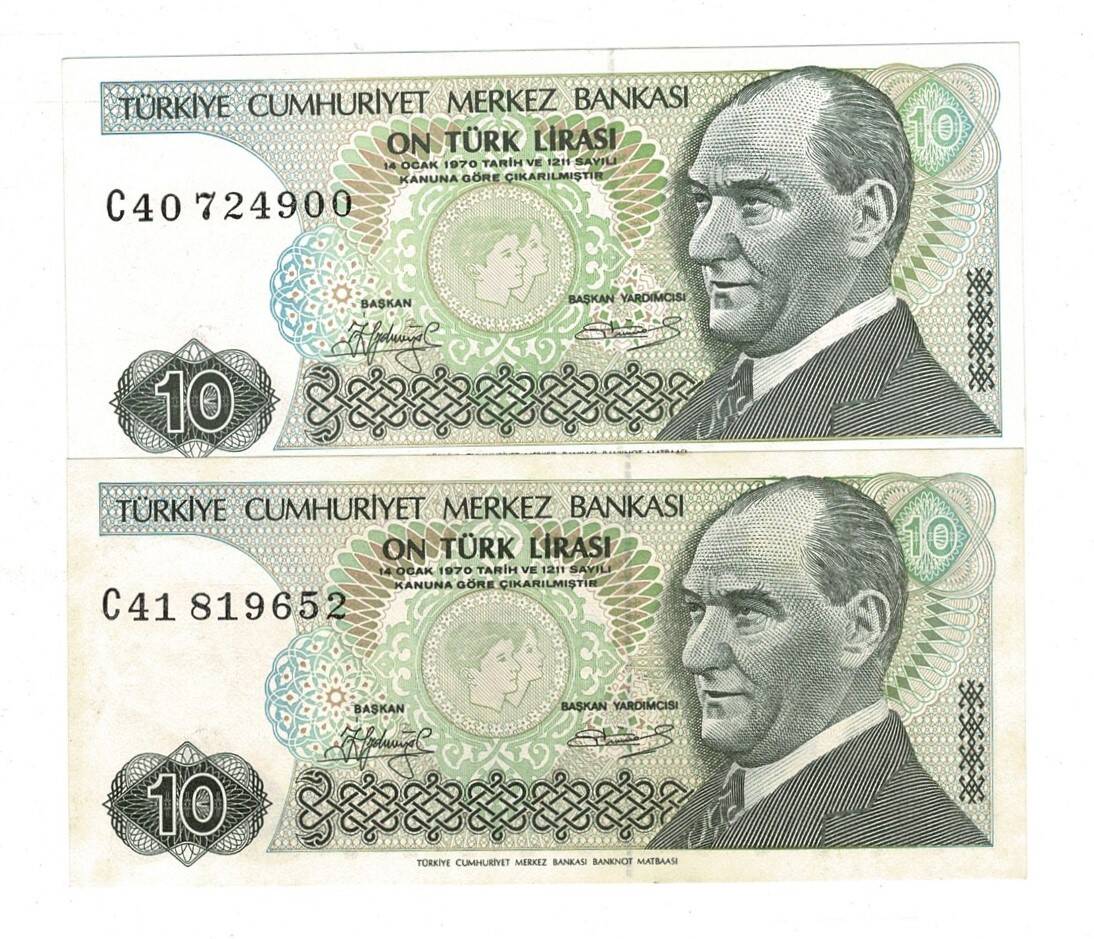 7.Emisyon 1.Tertip 10 Türk Lirası Seri C40/41 - ÇA/ÇİL TCK10106 - 1