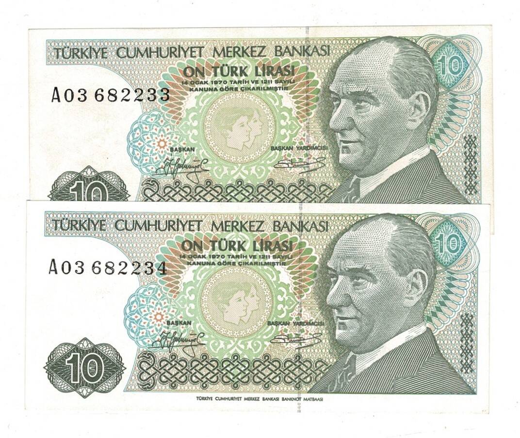 7.Emisyon 1.Tertip 10 Türk Lirası *Seri Takipli A03* - ÇİL TCK10095 - 3