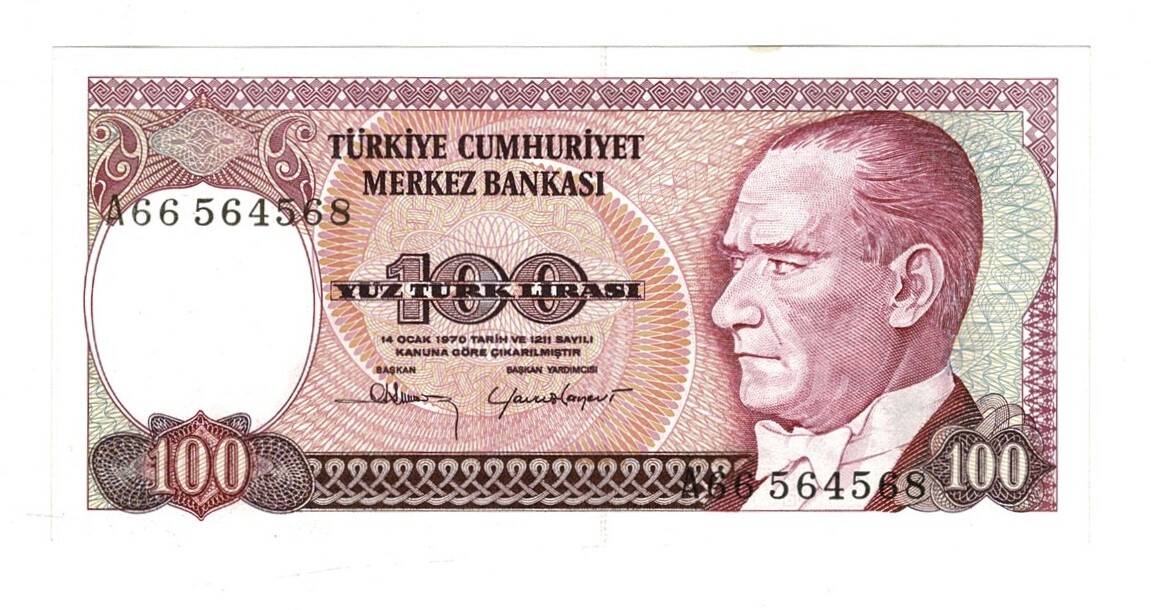 7.Emisyon 1.Tertip 100 Türk Lirası Seri A66 - ÇİL TCK10259 - 1