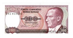 7.Emisyon 2.Tertip 100 Türk Lirası Seri E61 *Filigran Farklı* - ÇİL TCK10116 - 1