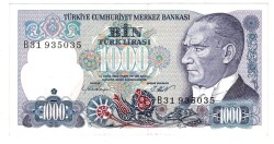 7.Emisyon 1.Tertip 1000 Türk Lirası Seri B31 ÇA - TCK9879 - 1