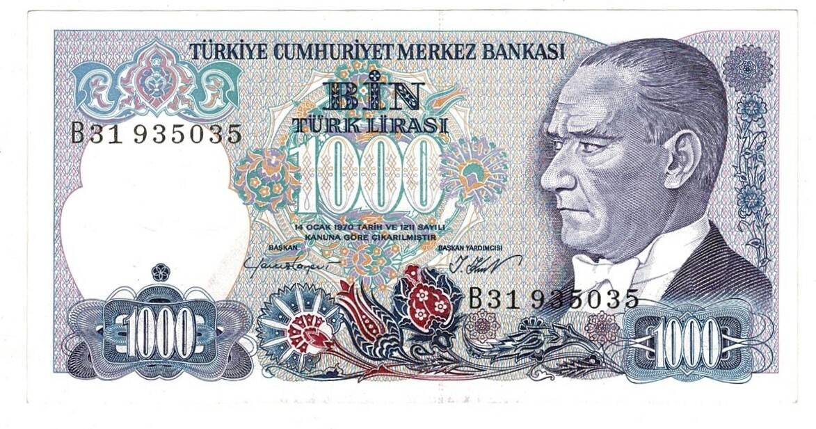 7.Emisyon 1.Tertip 1000 Türk Lirası Seri B31 ÇA - TCK9879 - 1