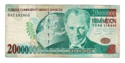 7.Emisyon 1.Tertip 20.000.000 Türk Lirası Seri B42 - Temiz TCK10177 - 3