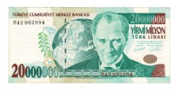 7.Emisyon 1.Tertip 20.000.000 Türk Lirası Seri H42 - ÇÇT TCK10183 - Gökçekoleksiyon