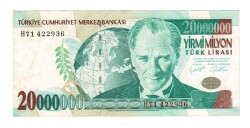 7.Emisyon 1.Tertip 20.000.000 Türk Lirası Seri H71 - ÇT+ TCK10184 - Gökçekoleksiyon