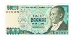 7.Emisyon 1.Tertip 50.000 Türk Lirası Seri J19 - ÇİL TCK10580 - Gökçekoleksiyon
