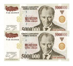 7.Emisyon 1.Tertip 5000000 Türk Lirası *Seri Takipli F68* - ÇİL TCK10175 - 3