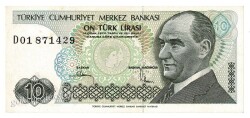 7.Emisyon 2.Tertip 10 Türk Lirası Seri D01 ÇA TCK3976 - 1