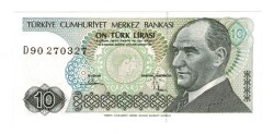 7.Emisyon 2.Tertip 10 Türk Lirası Seri D90 - ÇİL TCK10516 - Gökçekoleksiyon