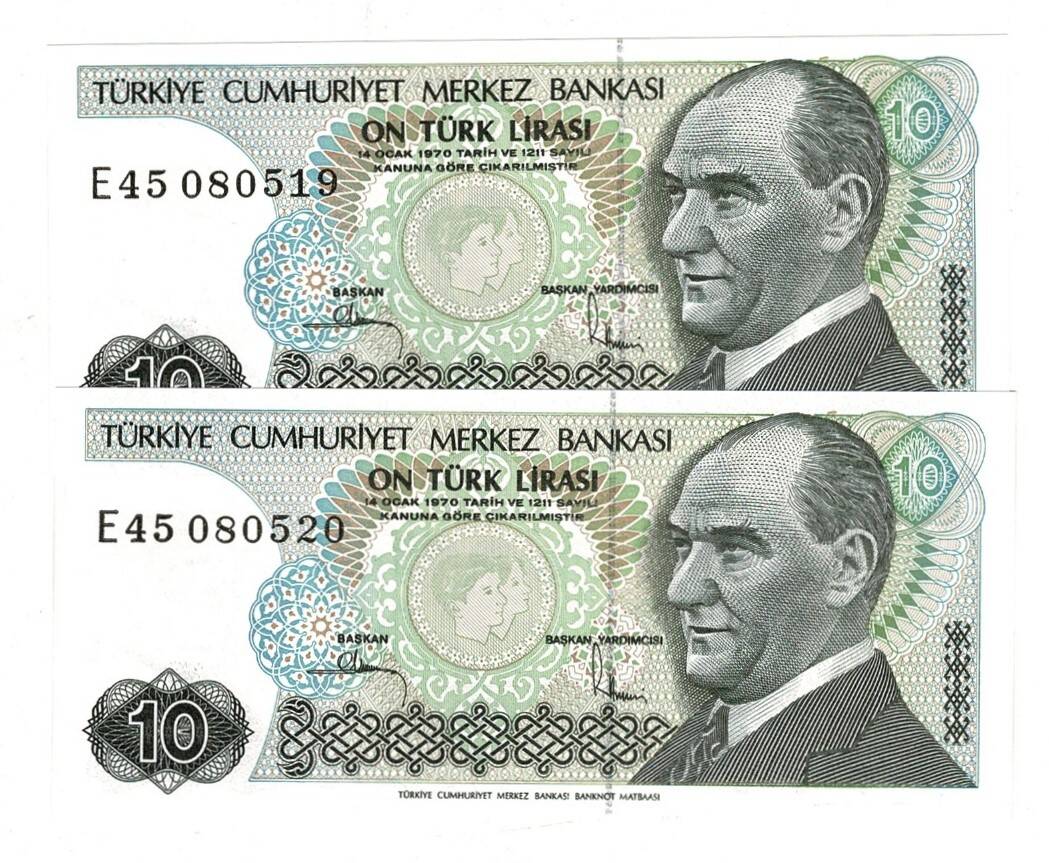 7.Emisyon 2.Tertip 10 Türk Lirası *Seri Takipli E45* - ÇİL TCK10112 - 1