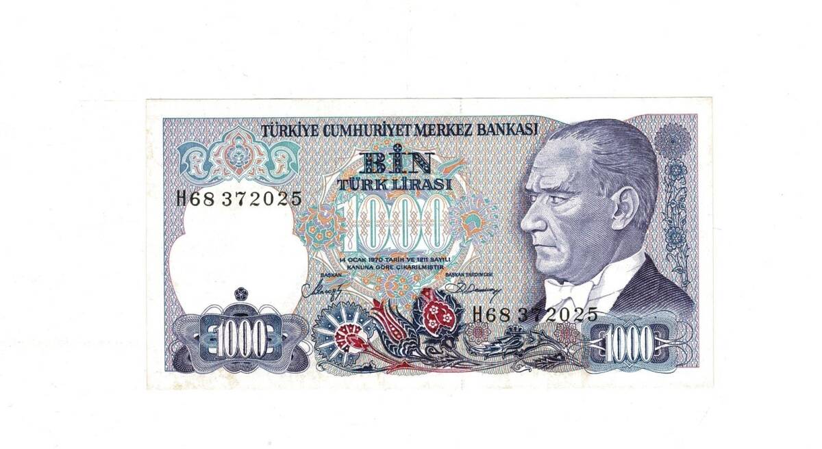 7.Emisyon 2.Tertip 1000 Türk Lirası Seri H68 ÇİL - TCK9875 - 1