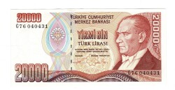7.Emisyon 2.Tertip 20.000 Türk Lirası Seri G76 - ÇİL TCK10579 - Gökçekoleksiyon