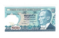 7.Emisyon 2.Tertip 500 Türk Lirası Seri D38 ÇİL - TCK9849 - 1