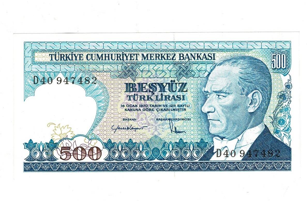 7.Emisyon 2.Tertip 500 Türk Lirası Seri D40 ÇİL - TCK9848 - 1