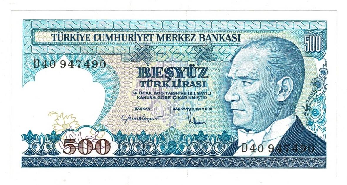 7.Emisyon 2.Tertip 500 Türk Lirası Seri D40 ÇİL - TCK9848 - 1
