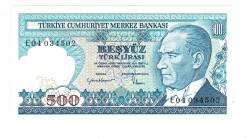 7.Emisyon 2.Tertip 500 Türk Lirası Seri E04 ÇİL - TCK9852 - 1