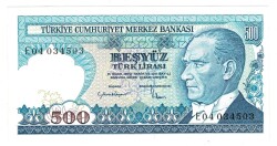 7.Emisyon 2.Tertip 500 Türk Lirası Seri E04 ÇİL - TCK9852 - 1