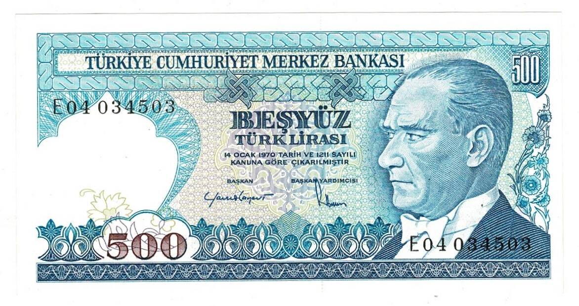 7.Emisyon 2.Tertip 500 Türk Lirası Seri E04 ÇİL - TCK9852 - 1