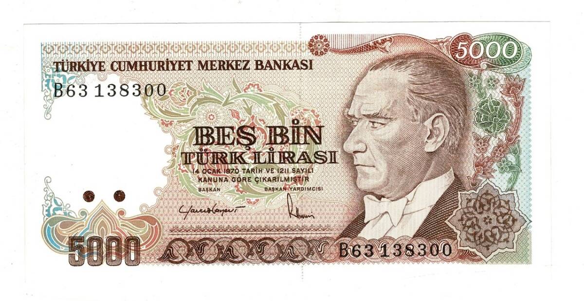 7.Emisyon 2.Tertip 5000 Türk Lirası Seri B63 - ÇİL TCK10132 - 3
