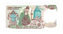 7.Emisyon 2.Tertip 5000 Türk Lirası Seri B63 ÇİL - TCK9884 - 2