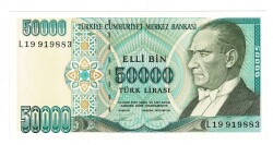 7.Emisyon 2.Tertip 50000 Türk Lirası Seri L19 - ÇİL TCK10146 - Gökçekoleksiyon