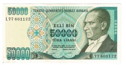 7.Emisyon 2.Tertip 50.000 Türk Lirası Seri L77 - ÇİL TCK10585 - Gökçekoleksiyon