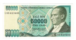 7.Emisyon 2.Tertip 50.000 Türk Lirası Seri L65 - ÇİL TCK10584 - Gökçekoleksiyon