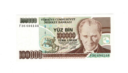 7.Emisyon 3.Tertip 100.000 Türk Lirası Seri F36 ÇİL TCK10034 - Gökçekoleksiyon