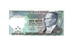 7.Emisyon 3.Tertip 10.000 Türk Lirası Seri G78 ÇİL TCK9990 - Gökçekoleksiyon