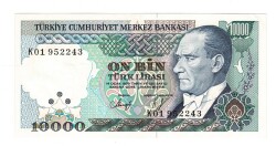 7.Emisyon 4.Tertip 10.000 Türk Lirası Seri K01 - ÇA/ÇİL TCK10576 - Gökçekoleksiyon