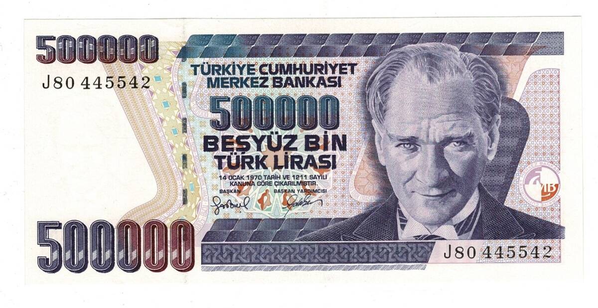 7.Emisyon 4.Tertip 500000 Türk Lirası Seri J80 - ÇİL TCK10156 - 1