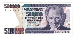 7.Emisyon 4.Tertip 500000 Türk Lirası Seri L21 - ÇİL TCK10158 - Gökçekoleksiyon