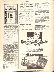 7Gün YEDİGÜN Dergisi Sayı: 65 / 6 Haziran 1934 / Aspirin Reklamı NDR100316 - 2