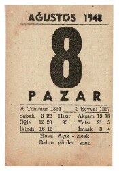 8 Ağustos 1948 Takvim Yaprağı EFM860 - 3