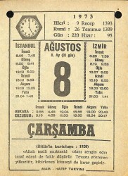 8 Ağustos 1973 Takvim Yaprağı - Doğum Günü Hediyesi EFM(N)10108 - 4
