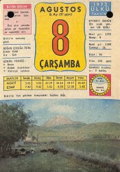 8 Ağustos 1973 Takvim Yaprağı - Doğum Günü Hediyesi EFM(N)9624 - Gökçekoleksiyon