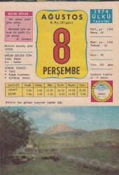 8 Ağustos 1974 Takvim Yaprağı -Doğum Günü Hediyesi EFM(N)6319 - Gökçekoleksiyon